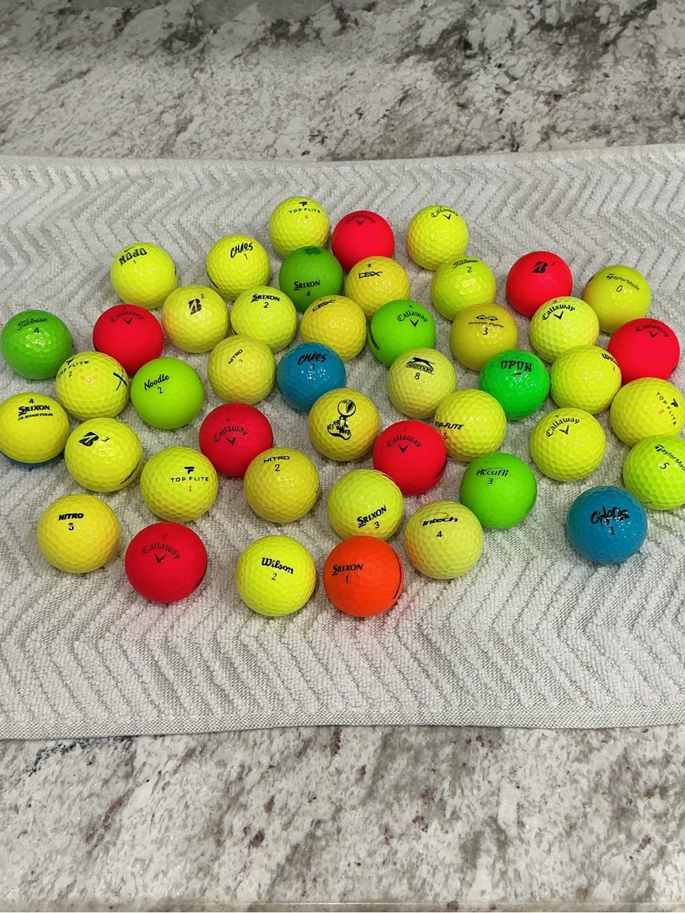 Mixed Neon Golf Balls - Yellow, Green, Red, Orange, Blue